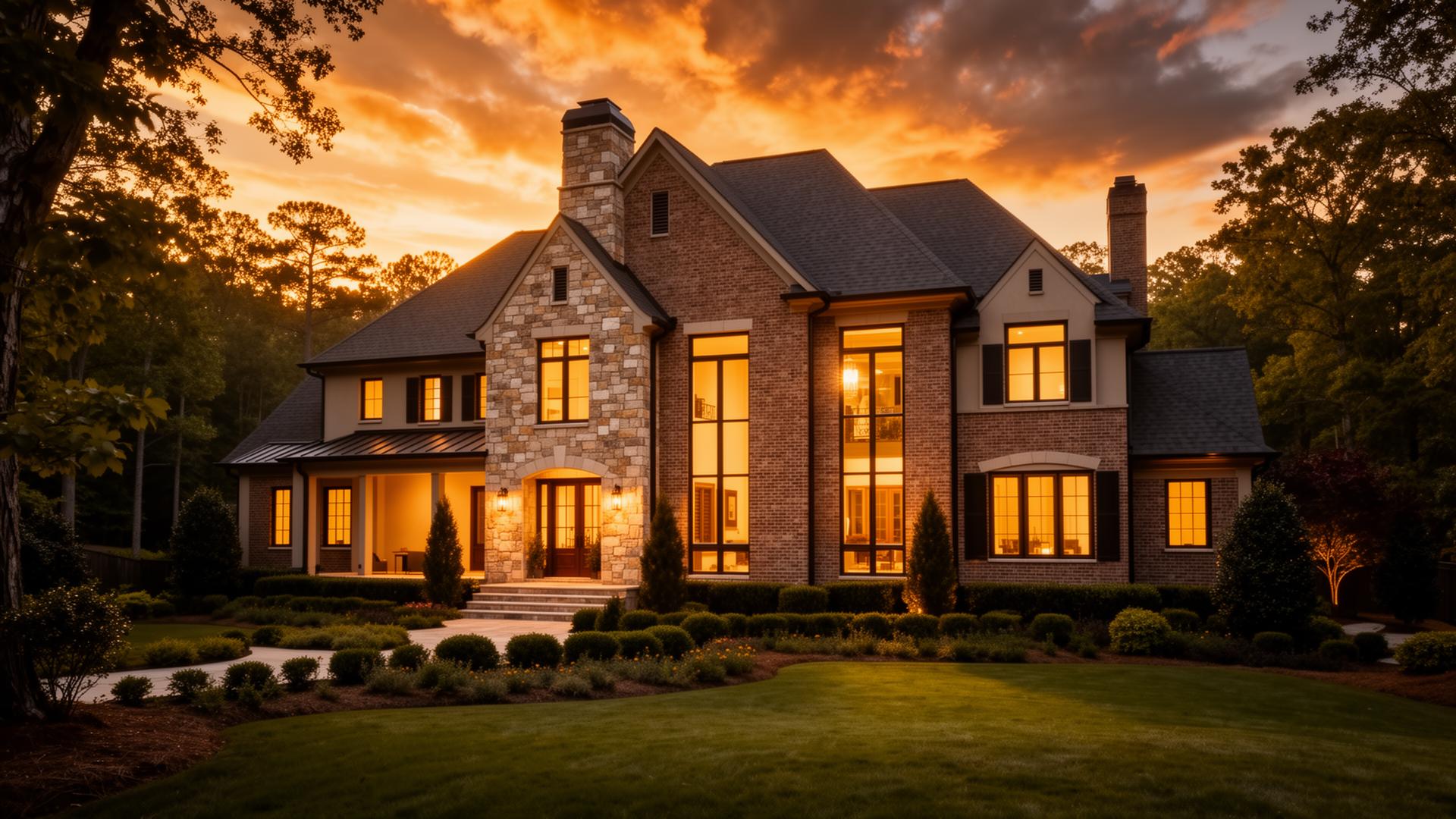 Luxury estate at golden hour